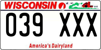 WI license plate 039XXX