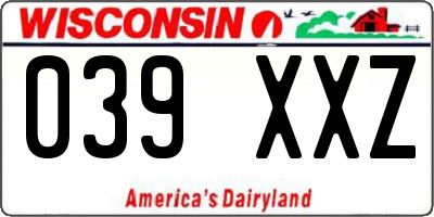 WI license plate 039XXZ