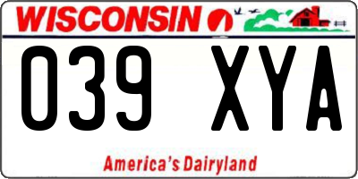 WI license plate 039XYA