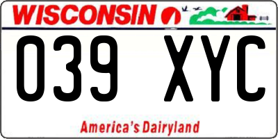 WI license plate 039XYC