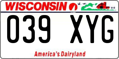 WI license plate 039XYG
