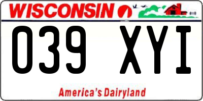 WI license plate 039XYI