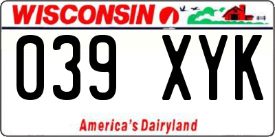 WI license plate 039XYK