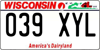 WI license plate 039XYL