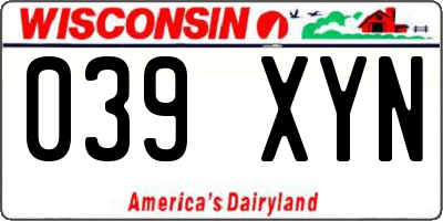 WI license plate 039XYN