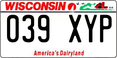 WI license plate 039XYP