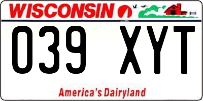 WI license plate 039XYT
