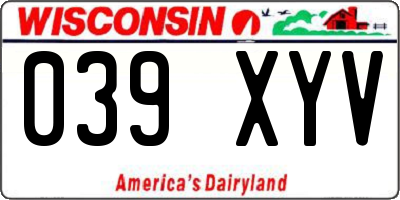 WI license plate 039XYV