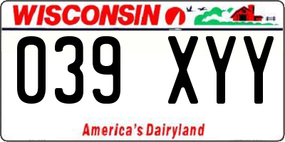 WI license plate 039XYY