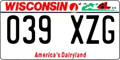 WI license plate 039XZG