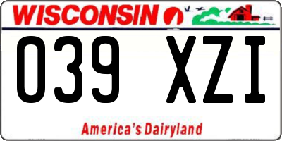 WI license plate 039XZI