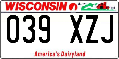 WI license plate 039XZJ