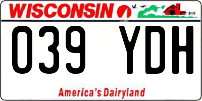 WI license plate 039YDH