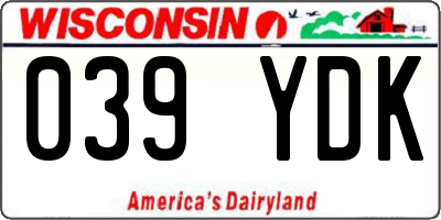 WI license plate 039YDK