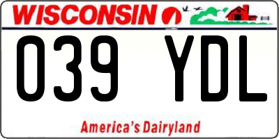 WI license plate 039YDL