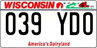 WI license plate 039YDO
