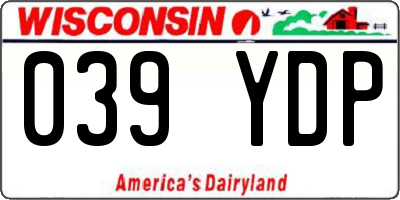 WI license plate 039YDP