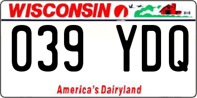 WI license plate 039YDQ