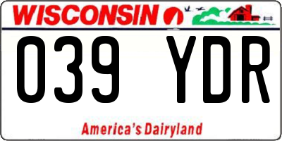 WI license plate 039YDR