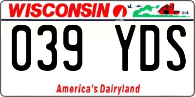 WI license plate 039YDS