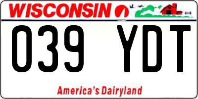 WI license plate 039YDT