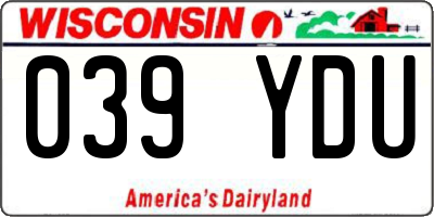 WI license plate 039YDU