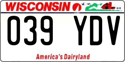 WI license plate 039YDV