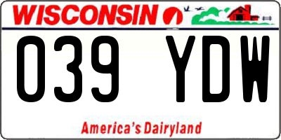 WI license plate 039YDW