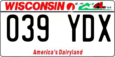 WI license plate 039YDX