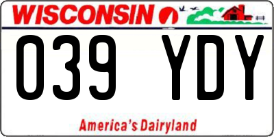 WI license plate 039YDY
