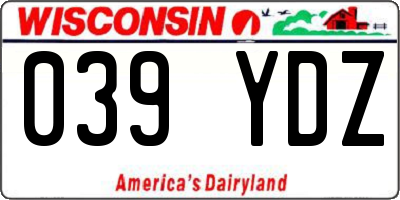 WI license plate 039YDZ