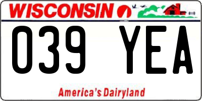 WI license plate 039YEA