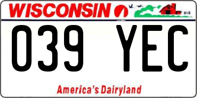 WI license plate 039YEC