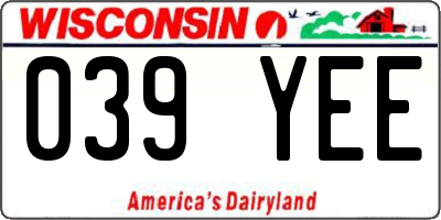 WI license plate 039YEE