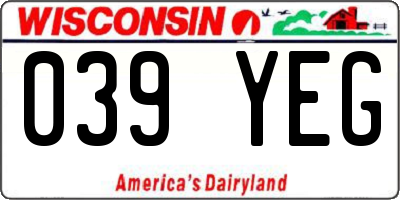 WI license plate 039YEG