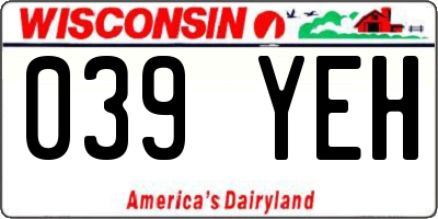 WI license plate 039YEH