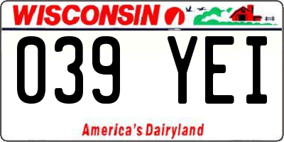 WI license plate 039YEI