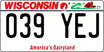 WI license plate 039YEJ