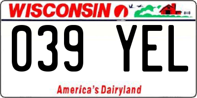 WI license plate 039YEL