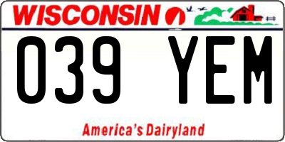 WI license plate 039YEM