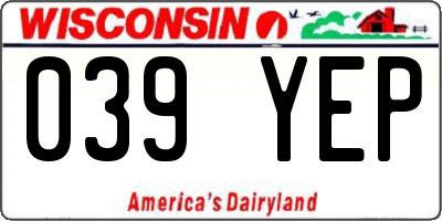 WI license plate 039YEP