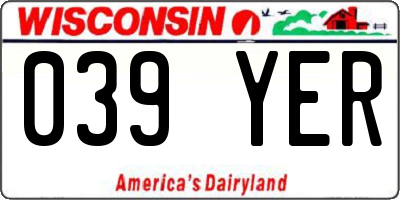 WI license plate 039YER