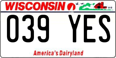 WI license plate 039YES