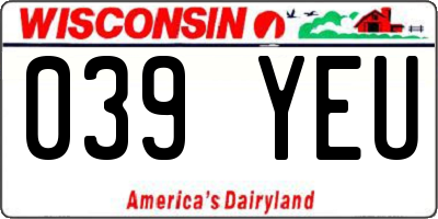 WI license plate 039YEU