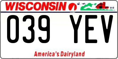WI license plate 039YEV