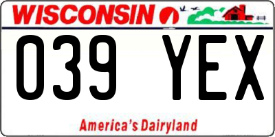 WI license plate 039YEX