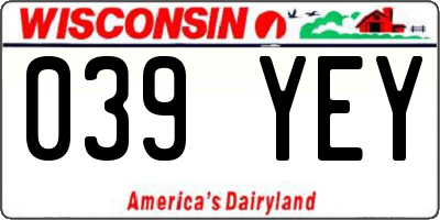WI license plate 039YEY
