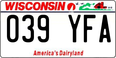 WI license plate 039YFA