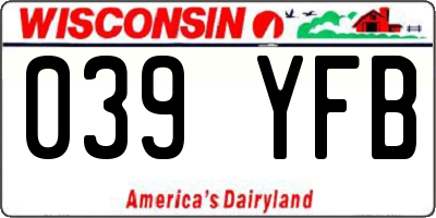 WI license plate 039YFB