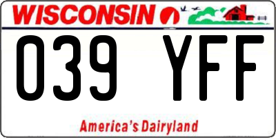 WI license plate 039YFF